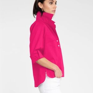 Hinson Wu Aileen 3/4 sleeve button back top - Magenta, large